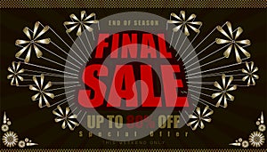 Final sale up to 80% end of year special offer. vintage retro element firework explode from center. vector illustration eps10