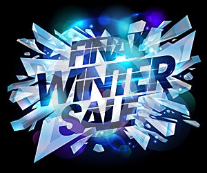 Final winter sale design with pieces of ice.
