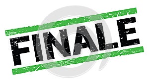 FINALE text on green rectangle stamp sign