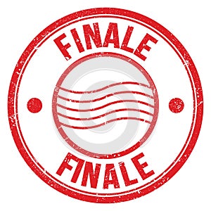 FINALE text written on red round postal stamp sign