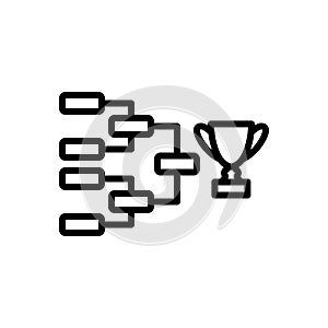 Black line icon for Finals, trophy and achievement photo