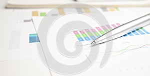 Finance analysis concept - a chart with a pen and a calculator