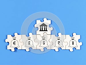 Finance and banking concept on jigsaw puzzle pieces