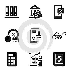 Finance banking icon set, simple style