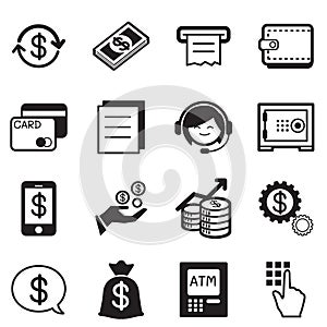 Finance & banking icons, credit card, atm Illustration Vector