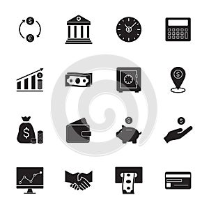 Finance and banking icons. Simple money icons set.