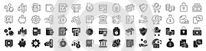 Finance and banking line excellent icons collection in two different styles. Thin outline icons pack. Vector illustration eps10