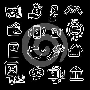 Finance and banking outline icons