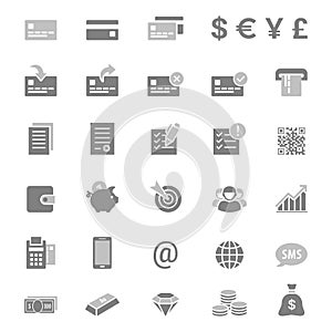 Finance and banking silhouette vector icon set