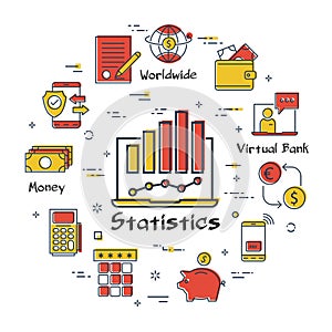 Finance and banking statistics linear concept