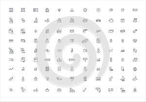 Finance and banking thin icons bvector set