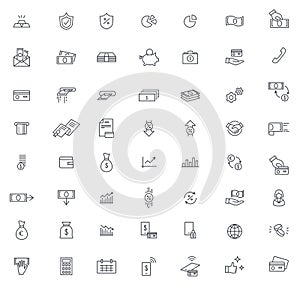 Finance and banking thin icons vector set