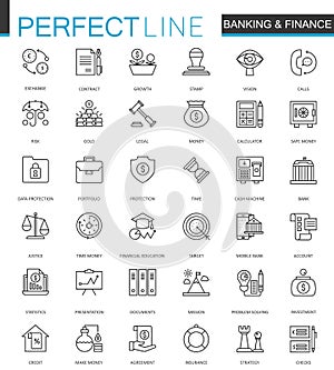 Finance and Banking thin line web icons set. Outline stroke icon design.