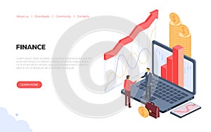 Finance banner with graph color vector illustration