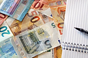 Finance, bills/notes of euros. photo