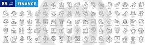 Finance Black and White line icons set. Business Payments elements outline icons
