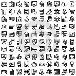 Finance bold outline vector icons set included banking and digital banking every single icon can be easily modified or edited