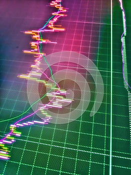 Finance business background. Candle stick graph chart of stock market investment trading. Concept of stock market and financial