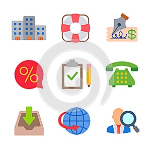 Finance and business colored trendy icon pack 2. Vector