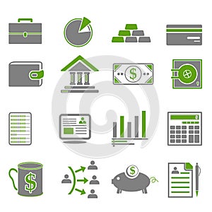 Finance, Business Green Icons