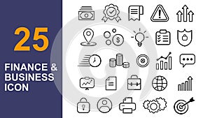 Finance and business line icons collection