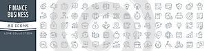 Finance and business line icons collection. Big UI icon set in a flat design. Thin outline icons pack. Vector illustration EPS10