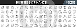 Finance and business line icons collection. Big UI icon set in a flat design. Thin outline icons pack. Vector illustration EPS10