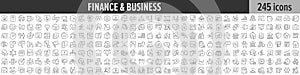 Finance and Business linear icon collection. Big set of 245 Finance and Business icons. Thin line icons collection. Vector