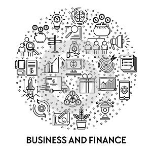 Finance and business, profit earning and accounting line icons