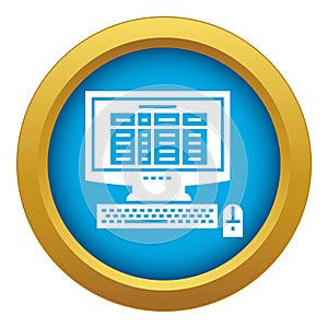 Finance calculator icon blue vector isolated