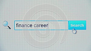 Finance career - browser search query, Internet web page