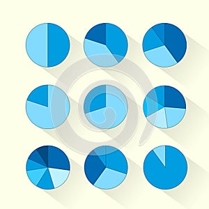 Finance Circle Pie Diagram Set Blue Business