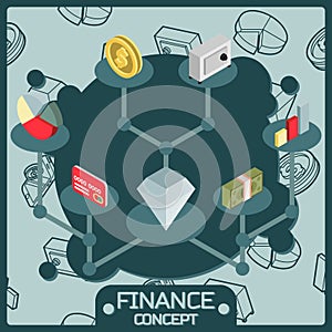 Finance color isometric concept icons