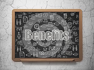 Finance concept: Benefits on School board background