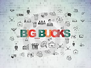 Finance concept: Big bucks on Digital Data Paper background