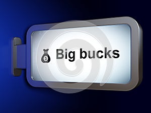 Finance concept: Big bucks and Money Bag on billboard background
