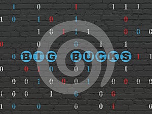 Finance concept: Big bucks on wall background