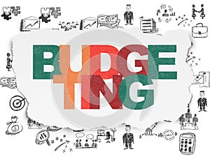 Finance concept: Budgeting on Torn Paper background
