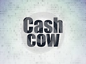 Finance concept: Cash Cow on Digital Data Paper background