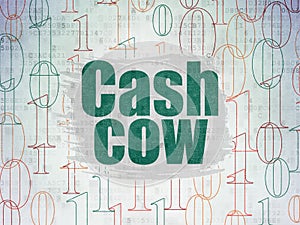 Finance concept: Cash Cow on Digital Data Paper background