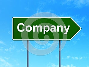 Finance concept: Company on road sign background