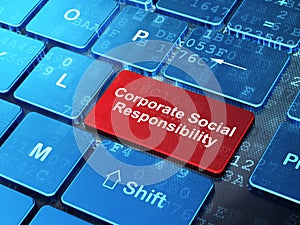 Finance concept: Corporate Social Responsibility on computer keyboard background