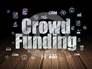 Finance concept: Crowd Funding in grunge dark room