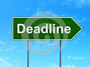 Finance concept: Deadline on road sign background