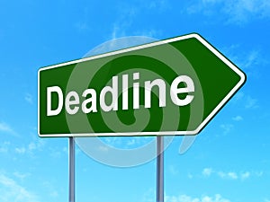 Finance concept: Deadline on road sign background