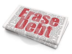 Finance concept: Erase Debt on Newspaper background