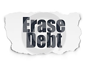 Finance concept: Erase Debt on Torn Paper background