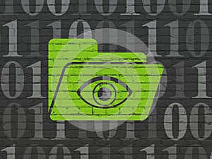 Finance concept: Folder With Eye on wall background