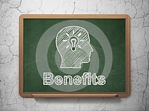 Finance concept: Head With Light Bulb and Benefits