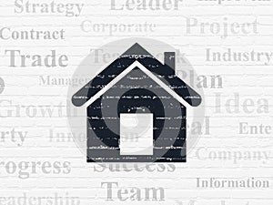 Finance concept: Home on wall background